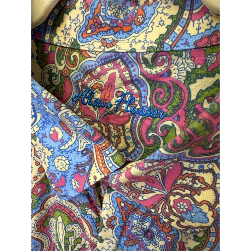 Alan Flusser Long Sleeve Shirt Mens 2XL XXL Multicolor Paisley Button Down Loud‎ - Picture 3 of 8